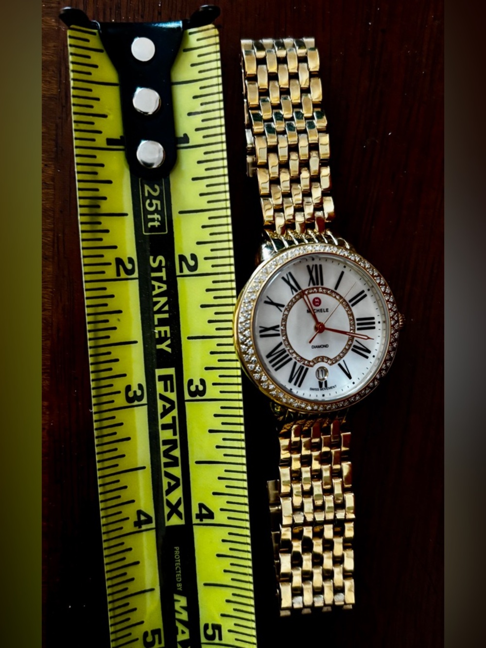 Michele Serein Gold Tone Diamond Bezel Women's Watch 134 Diamonds New Battery! - Picture 7 of 13